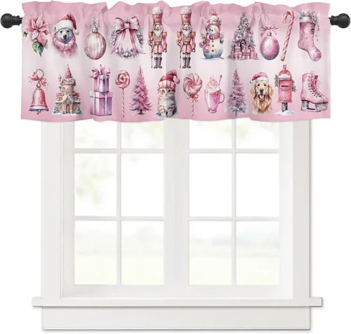 Vista 14 de Cenefa de ventana de Navidad para cocina, sala de estar, cortina de ventana temática de vaqueras para dormitorio, baño, cenefa de ventana Howdy