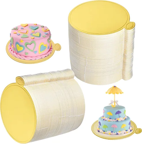 200 piezas de cartón dorado redondo, base de magdalena de mousse de 3.5 pulgadas, tablero de papel de postre para pasteles, platos de postre, base