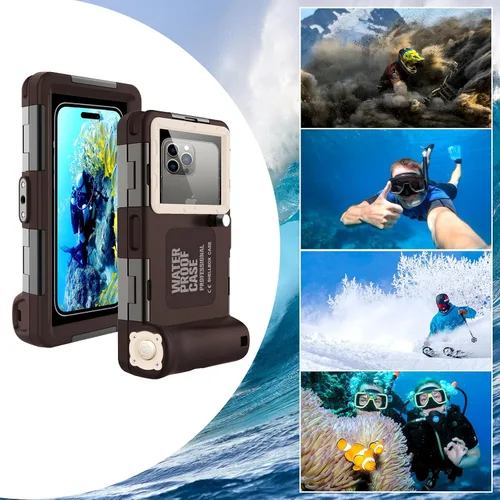 Vista 7 de Funda universal de buceo profesional para filmación de esnórquel para iPhone 17/16/15/14/13/12/11 Pro Max Samsung S26/S25/S24/23/22/21 Plus Ultra