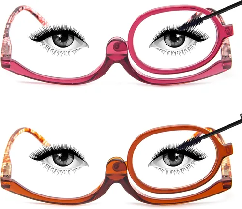 Vista 11 de MMOWW 2 pares de anteojos de lectura de maquillaje para mujer, con lupa abatible, para lectores cosméticos
