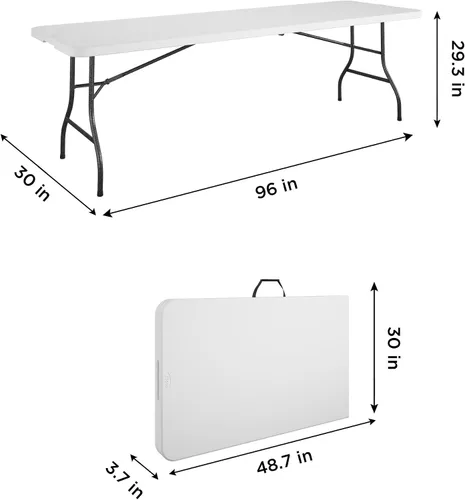 Vista 26 de COSCO Mesa de banquete plegable por la mitad de 6 pies con asa, negro