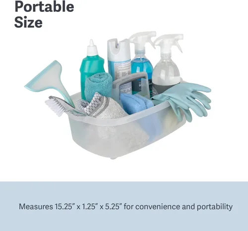 Vista 5 de Casabella Organizador de almacenamiento de limpieza multiusos de plástico con asa, 1.5 galones, transparente