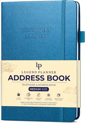 Vista 9 de Libreta de direcciones Legend Planner con pestañas alfabéticas –Libreta de contactos telefónicos para números de teléfono, direcciones, contraseñas
