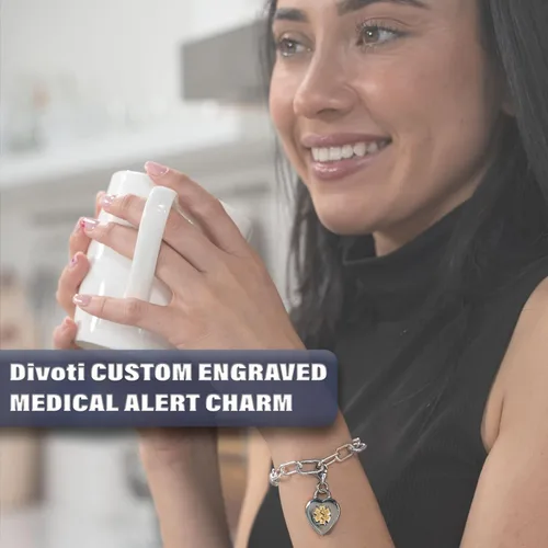 Vista 3 de Divoti Abalorio de alerta médica 316L con grabado con láser grabado con láser con cierre de langosta con grabado gratuito Acero inoxidable