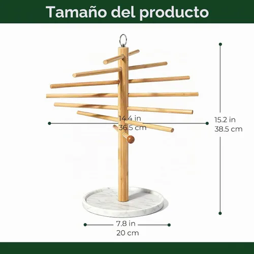 Vista 4 de Escurridor de pasta con varita de transferencia y 7 barras, estante de secado de fideos fácil de transferir para secar pasta y cocinar, diseño
