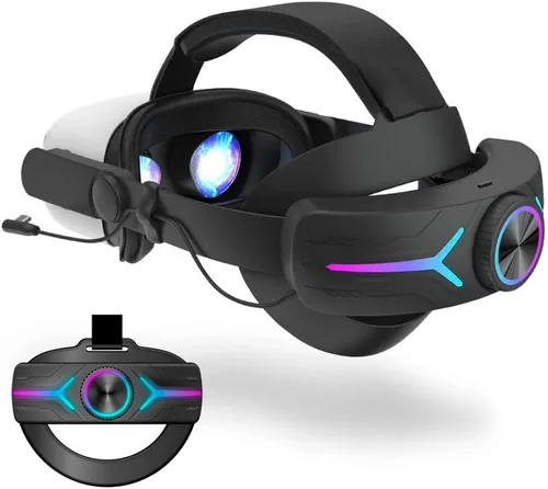 Surge Headset with Battery Pack for VR, Compatible with Quest and Quest 2, Lightweight and Portable, Extends Playtime for 8 Hours (Black)