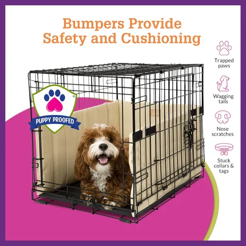 Vista 7 de Pet Dreams Parachoques para jaulas para perros, cómodo forro y protector de cola de perro para jaula interior, se adapta a jaulas iCrate de 18, 24