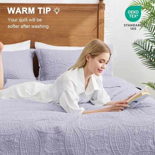 Vista 51 de Edredón de cama tamaño queen Love's cabin, color azul, para cama de verano, de microfibra ligera, estilo moderno, para todas las estaciones, 3