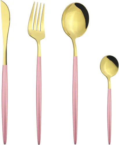 Vista 27 de Juego de cubiertos Cuchillo de cena Postre Tenedor Cuchara Juego de vajilla de acero inoxidable Vajilla de cocina 4 piezas Negro