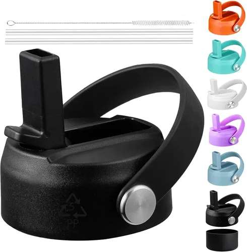 Tapas con popote para Hydroflask de boca ancha de 20, 32, 40 onzas, tapa de popote flexible para botellas de agua deportivas Hydro Flask, tapa de