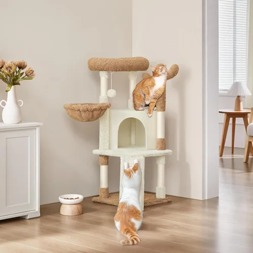 Vista 2 de Yaheetech Árbol de Cactus para Gatos, Torre de Gato de 42 Pulgadas para Gatos de Interior, Condominio para Gatitos de Múltiples Niveles con Poste