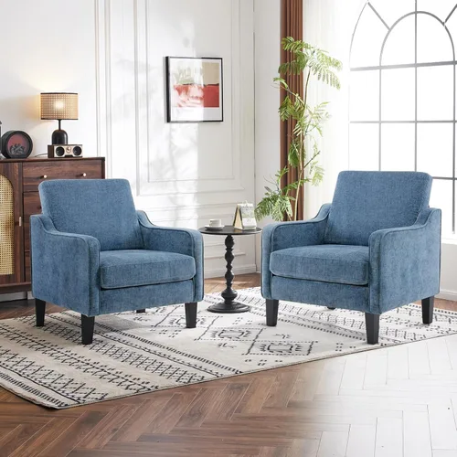 Vista 18 de VINGLI Silla decorativa moderna de mediados de siglo, sillas decorativas de tela beige para sala de estar, sillón tapizado, sofá con brazos
