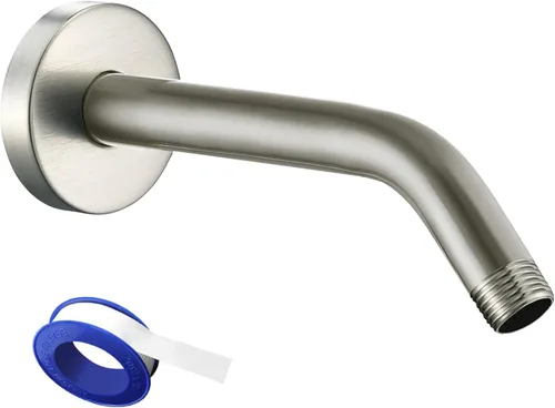 Vista 13 de Voolan Brazo de ducha con brida y cinta de teflón, brazo de extensión de cabezal de ducha para cabezal de ducha fijo de baño, acero inoxidable
