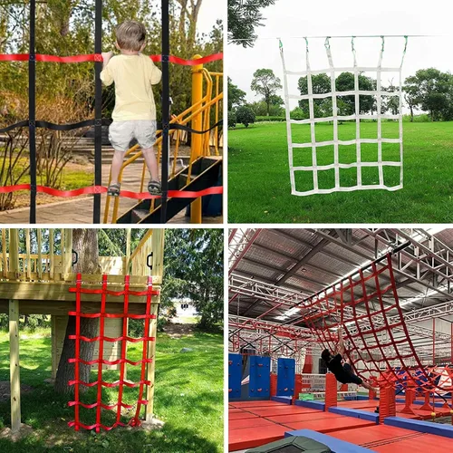 Vista 7 de Red de carga para escalar, tamaño personalizado, escalera de cuerda para pared de escalada en casa del árbol para niños, accesorios de columpio