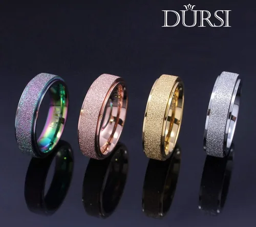 Vista 5 de DURSI Anillo giratorio para mujer y hombre, anillo fidget de moda de acero inoxidable para la ansiedad, acabado con chorro arena, 6 mm 8mm