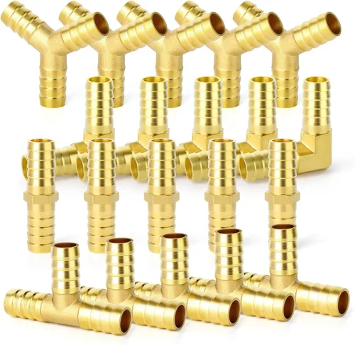 Vista 27 de GASHER 2 Piezas de Conector de Espiga de Manguera de Latón, Conector de Manguera de 3 Vías en T (3/4" x 3/4" x 3/4" Espiga de Manguera) con 6