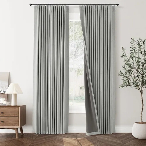 Vista 14 de Jowels Cortinas opacas de lino natural de 96 pulgadas de largo, 2 paneles