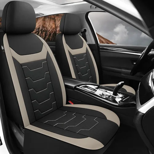 Vista 2 de CAROMOP Funda transpirable para asiento de automóvil, 2 asientos delanteros, fundas de asiento de tela de malla de aire 3D para automóviles, fundas