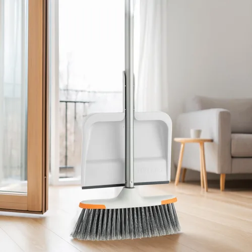 Vista 8 de Superio Recogedor con clip con borde de goma, bandeja de plástico duradero de 10 pulgadas de ancho con mango de agarre cómodo, color blanco, paquete