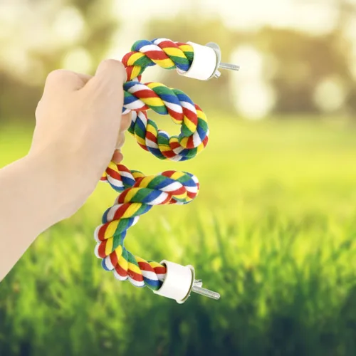 Vista 7 de Columpio de escalada con cuerda de periquito colorido (23.6 pulgadas)