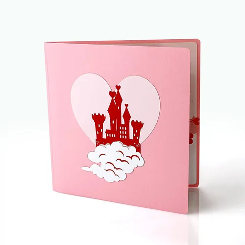 Vista 5 de CUTPOPUP - Tarjetas troqueladas en 3D para el Día de San Valentín, con un castillo romántico, tarjeta de aniversario de boda o de cumpleaños
