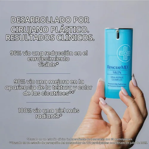 Vista 3 de RescueMD Suero complejo de reparación de ADN para tratamiento de cicatrices, enrojecimiento y solución de daños en la piel, 0.5 fl oz