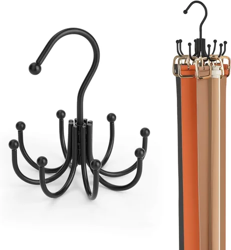 ZEDODIER Perchero para Cinturones, Estante para Cinturones Organizador de Accesorios de Armario, Capacidad Máxima de Almacenamiento de 24, Gancho
