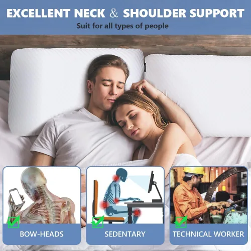 Vista 7 de Juego de 2 almohadas de espuma viscoelástica de gel refrescante, tamaño King, almohadas de espuma ventilada para dormir, almohadas firmes