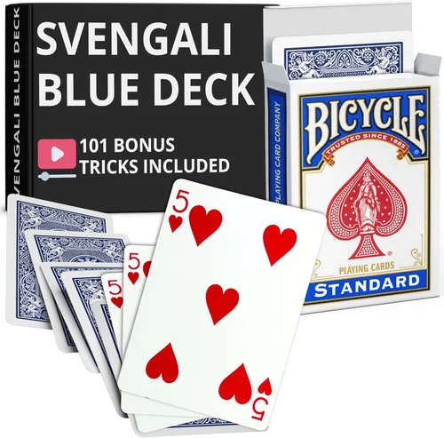 Vista 15 de Ted's Sterling Magic Precision Blue Rider Back Bicicleta Svengali Deck con instrucciones para más de 100 trucos (2 de clubes)