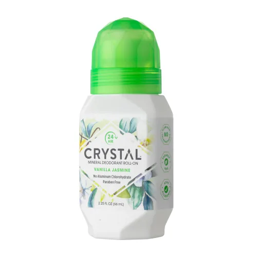 Vista 4 de Crystal- Desodorante mineral Roll-On manzanilla y té verde, jazmín vainilla, paquete de de 4