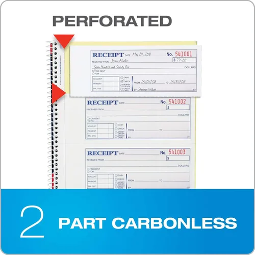 Vista 3 de Talonario de recibos Adams, sin carbón, 2 partes, blanco (White/Canary)