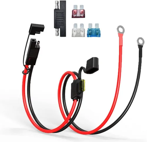 Vista 17 de ELFCULB Puerto de pared lateral SAE de 12 AWG a conector SAE, puerto de pared lateral solar, con fusible de 10 A, 15 A, 20 A, 25 A, compatible