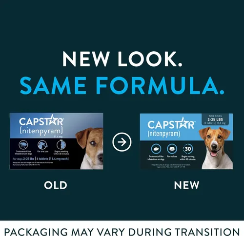 Vista 2 de Capstar (Nitenpyram) Tratamiento oral de pulgas de acción rápida para perros de 2 a 25 libras, tabletas de medicamentos recomendadas por