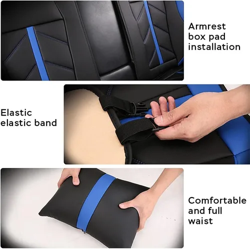 Vista 7 de Fundas de asiento delantero y trasero con reposacabezas para Mazda2 2011-2014 Funda de asiento de coche de lujo de piel sintética deportiva