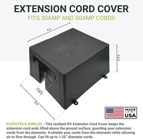 Vista 2 de GR Innovations - Cubierta para cable de extensión para caravana, protector de enchufes, cubierta de cable eléctrico para exteriores, eleva y protege