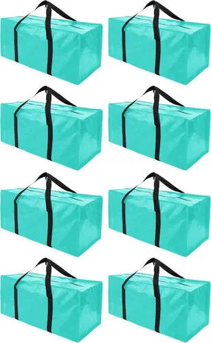 PANDA JOYS Paquete de 8 bolsas de mudanza extra grandes con cremalleras y asas de transporte, tote de almacenamiento resistente para ahorro de