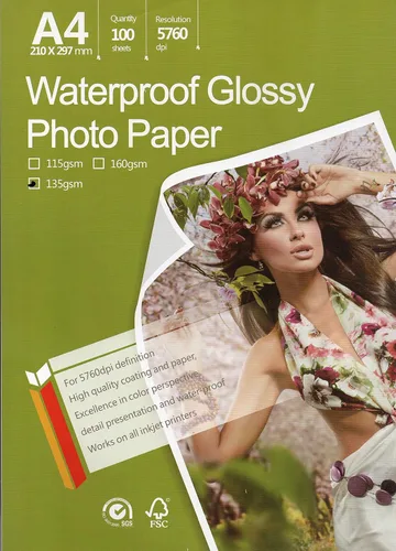 PREMIUM Glossy Inkjet Photo Paper 8.3"x11.6" Tamaño A4 100 hojas Peso 135 g/m²