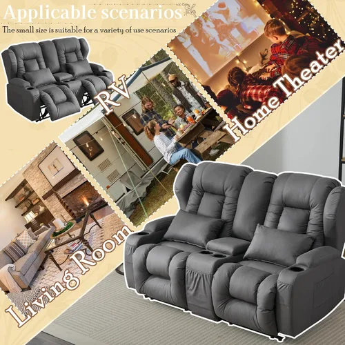 Vista 6 de SAMERY Sofá reclinable de 66 pulgadas, sofá reclinable manual reclinable de pared de 6 pulgadas con consola de almacenamiento, portavasos