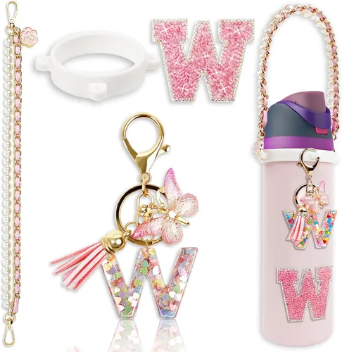 Vista 65 de Letter Handle Strap Accessories with Cute Initial Charm Compatible with Owala Water Bottle 24oz 32oz 40oz Owala Kids