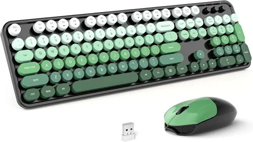 Vista 31 de MOFII Combo de teclado y mouse inalámbricos 2.4 Ghz, no pierden el enlace, estilo retro, teclas redondas, compatible con PC de escritorio y laptop