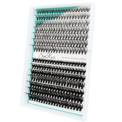 Extensiones de pestañas individuales de bricolaje 20D+40D, 0.354-0.630 in, 280 unidades, pestañas en racimo D, aspecto natural, bandeja mixta,