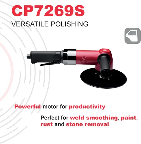 Vista 3 de Chicago Pneumatic CP7269S - Pulidora de ángulo de aire de 7 pulgadas (7.008 in), 0.71 HP / 530 W - 5000 RPM, rojo