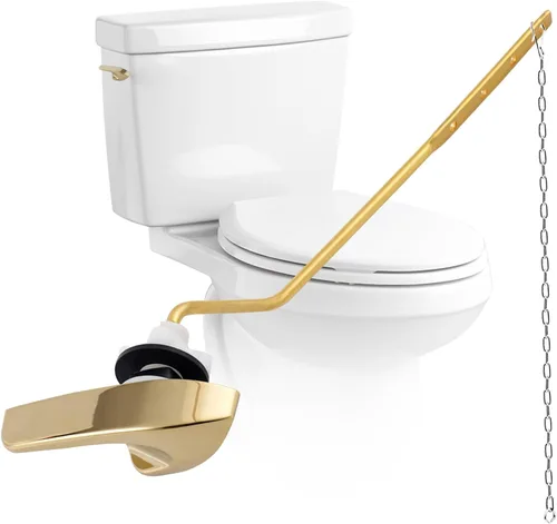 Vista 18 de Kit de repuesto universal de mango de inodoro dorado cepillado, mango de descarga de inodoro de montaje lateral/angular, compatible con Kohler
