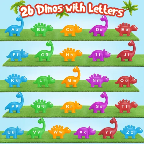 Vista 2 de Kasfalci 26 juguetes educativos de aprendizaje del alfabeto de dinosaurio