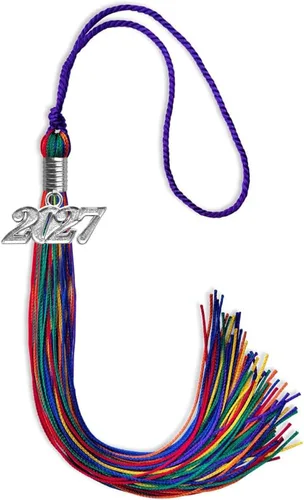 Vista 249 de Endea Graduation Borla de doble color con gota de fecha plateada (negro/oro antiguo, 2025)