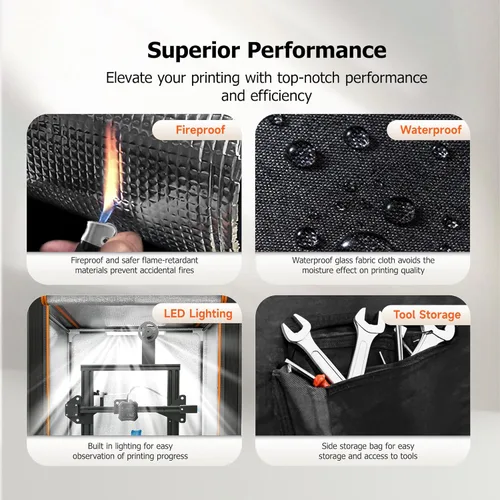 Vista 8 de Cubierta protectora de temperatura constante a prueba de fuego y polvo con iluminación LED para impresora 3D, tienda para Creality Ender 3 V3