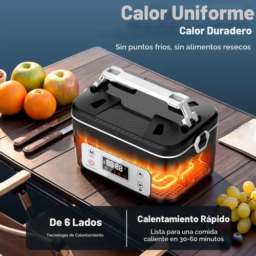 Vista 5 de Cordless Electric Heated Lunch Box, 25000mAh Auto Heating Timer Negro