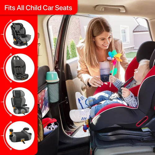 Vista 4 de Helteko Protector de asiento de automóvil, paquete de 2 fundas de asiento de automóvil para niños con acolchado más grueso, Oxford 600D, tela