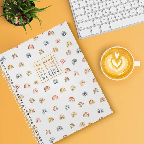 Vista 6 de Gotcha Covered Notebooks Be Kind Modern - Cuaderno de espiral arcoíris / diario de 8.5 x 11 pulgadas / 120 páginas con rayas anchas/tapa blanda