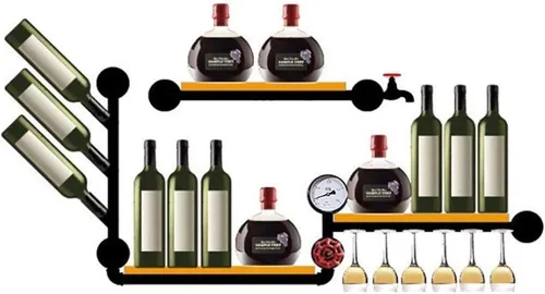 Wall Mounted Wine Rack for Home Restaurant Bars, Metal Wine Rack Retro Industrial Wind Wall Decoration Wine Rack Bar Wall Hanging Wooden Wrought